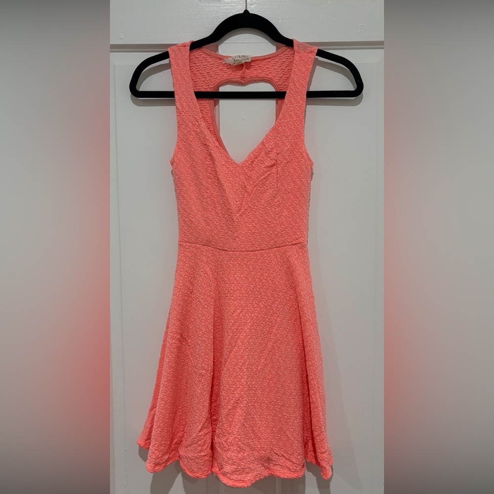 La Hearts Coral Textured Mini Dress